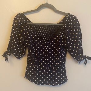 J. Crew polka dot blue and white blouse